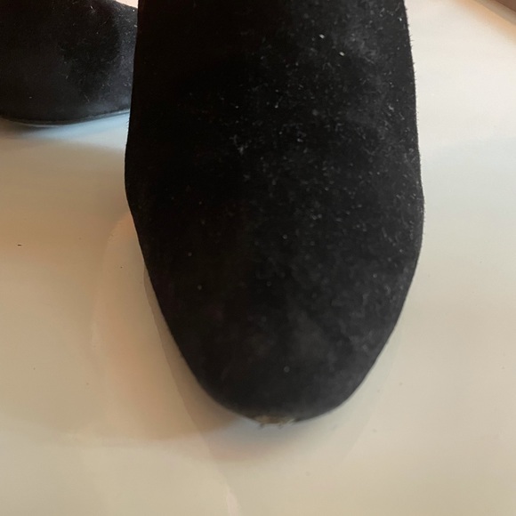 Black Suede Ankle Heel Booties - Heeled Boots with Zipper for Going Out - Picture 6 of 13